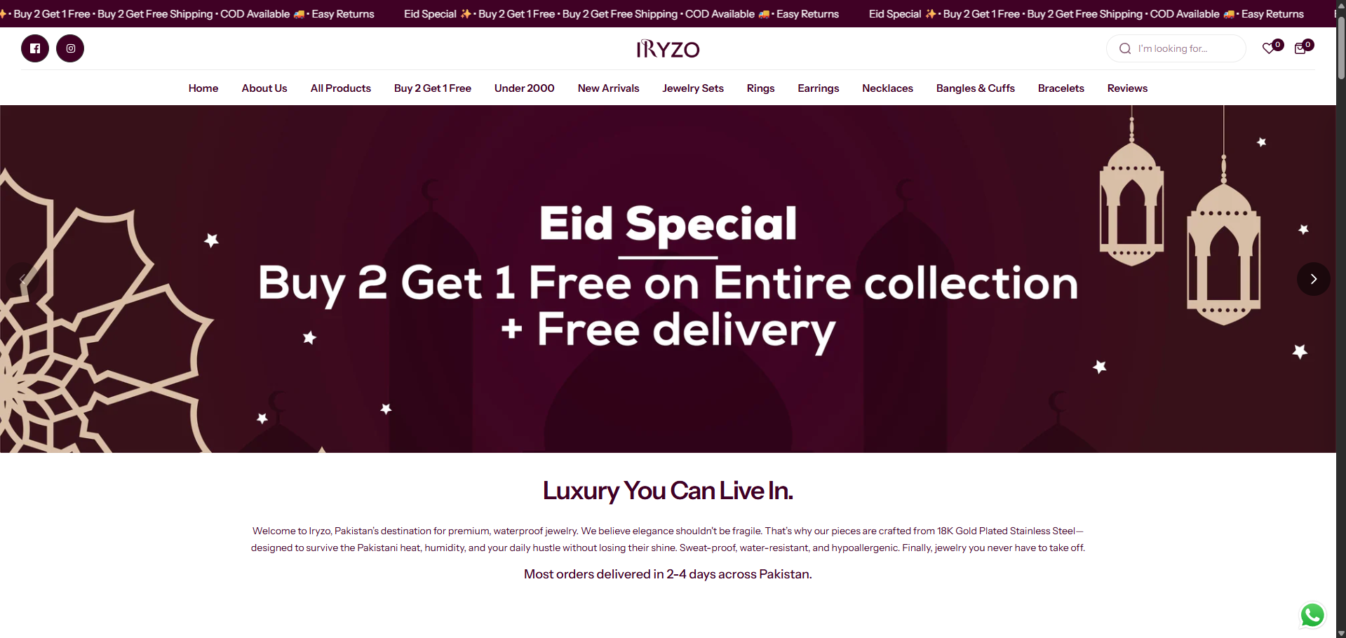 Iryzo E-commerce screenshot
